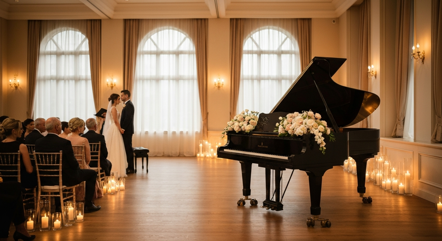 Live piano music for a wedding ceremony